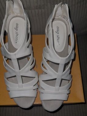 easy street White Strappy Heeled Sandals